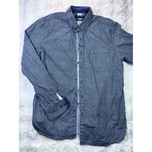 Denim & Flower Ricky Singh Mens Large Slim Fit Navy Floral Button Up Shirt. A36